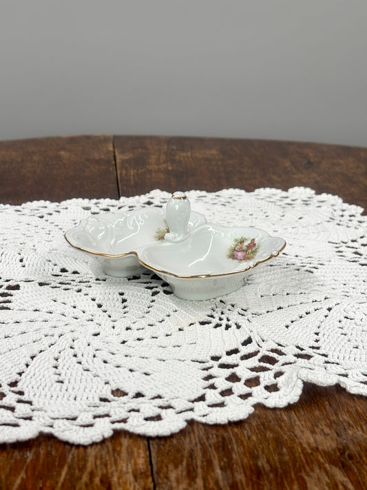 Porcelain relish dish with gold trim (Bavaria porcelain)