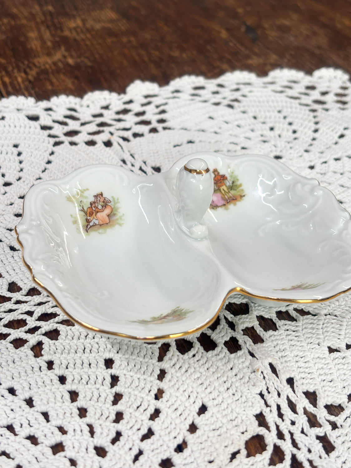 Porcelain relish dish with gold trim (Bavaria porcelain)